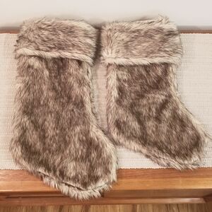 Indigo faux fur Christmas stockings